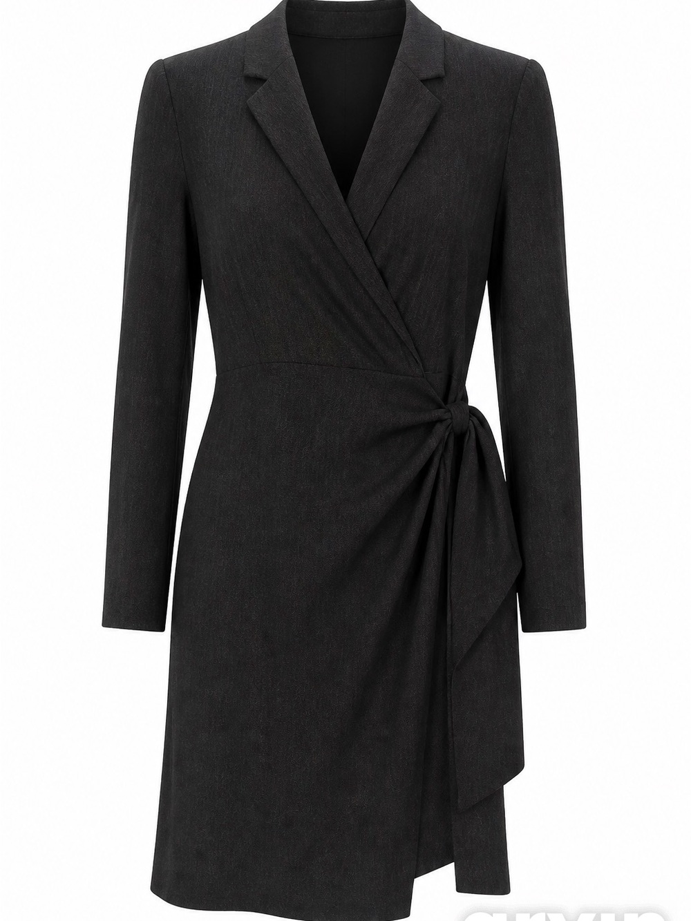 Hugo Boss Black Long-Sleeve Wrap Dress with Side Tie